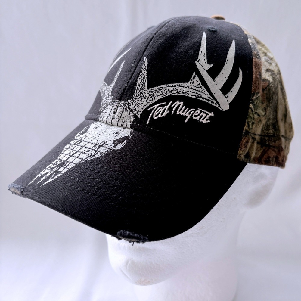 Ted Nugent Kill It & Grill It Deer Skull Hunting Black & Camo Baseball Cap